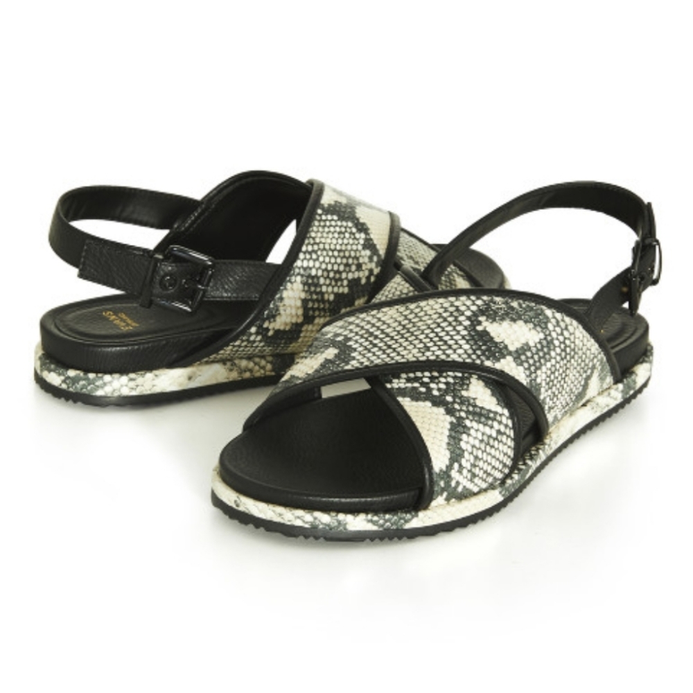 EVANS COMFORT Snake Crossover Sandals Black  Size 9 EEE Wide Fit